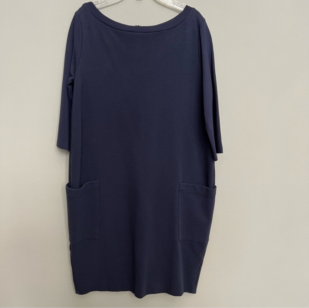 MaxMara Weekend Navy Ribbed Jersey Shift Pocket Dress